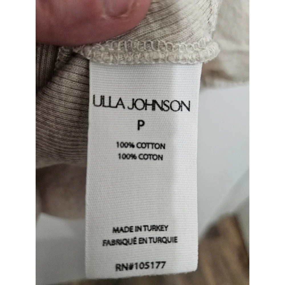 Ulla Johnson Pre-Fall 2022 Mixed Media Puff Sleeve Henley Top Oatmeal P